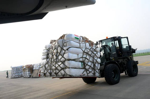 RECORD DATE NOT STATED 2nd Tranche of Relief Materials Dispatched for Flood-Ravaged Nepal from India Ghaziabad, Aug 27 (ANI): A view of the second tranche of Humanitarian Assistance and Disaster Relief (HADR) materials being dispatched for flood-ravaged Nepal from the Hindon Airport, in Ghaziabad on Thursday. (@DrSJaishankar X ANI Photo) Ghaziabad Uttar Pradesh India Copyright: xANIx ANI_20260827031