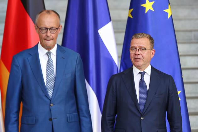 Berlin, Deutschland, 27.08.2026: Bundeskanzleramt: Empfang von gleichgesinnten Regierungschefs für Beratung über EU-Finanzrahmen: Der deutsche Bundeskanzler Friedrich Merz (CDU) mit dem Ministerpräsidenten von Finnland Petteri Orpo Copyright: xdtsxNachrichtenagenturx dts_131388