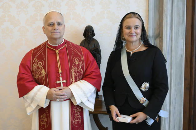 Pope Leo XIV weekly general audience Italy, Rome , Vatican, 2026 8 27 Pope Leo XIV receives in a private audience H.E. Ms. Caroline Vermeulen for the presentation of her credentials in The Vatican EDITORIAL USE ONLY - NO BOOKS Copyright: xVATICANxMEDIAxx xCatholicxPressxPhotox