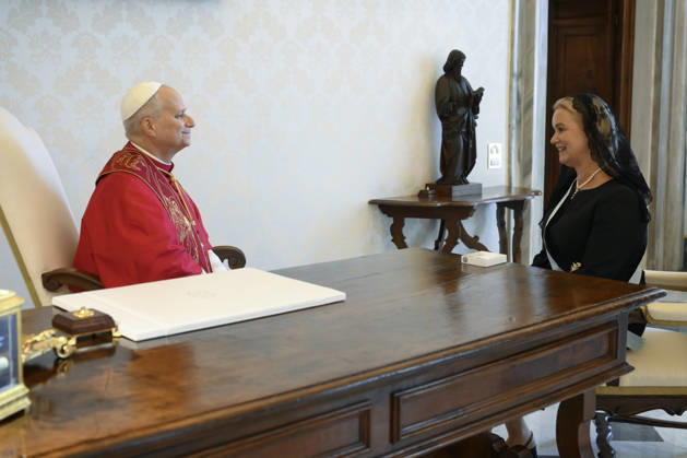 Pope Leo XIV weekly general audience Italy, Rome , Vatican, 2026 8 27 Pope Leo XIV receives in a private audience H.E. Ms. Caroline Vermeulen for the presentation of her credentials in The Vatican EDITORIAL USE ONLY - NO BOOKS Copyright: xVATICANxMEDIAxx xCatholicxPressxPhotox