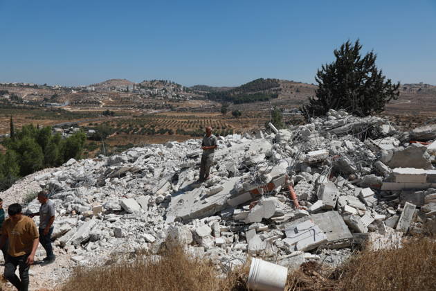 Palestinians Inspect Home Demolished by Israeli Troops near Dura Palestinians inspect the rubble of a house under construction demolished by Israeli troops in Karma village, south of the West Bank city of Dura, on August 27, 2026. Local sources said the approximately 300-square-meter house, owned by Hussein Abu Sheikha, had received a demolition notice several months earlier. Photo by Mamoun Wazwaz apaimages Hebron West Bank Palestinian Territory 270826_Hebron_MW_00(23) Copyright: xapaimagesxMamounxWazwazx xapaimagesx