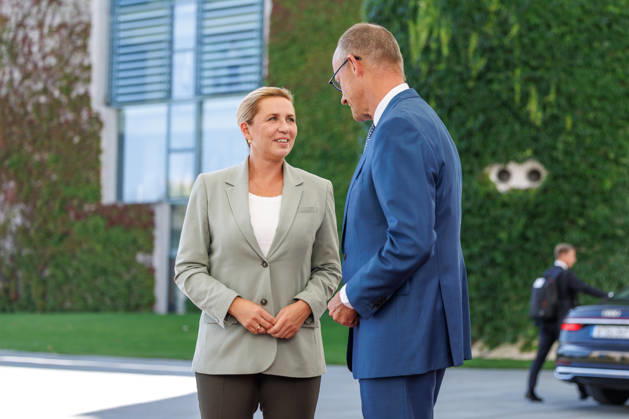 BK Merz begruesst Ministerpraesidentin Mette Frederiksen (Daenemark) Bundeskanzler Friedrich Merz (CDU) begruesst Ministerpraesidentin Mette Frederiksen (Daenemark), im Bundeskanzleramt in Berlin am 27.08.2026. Berlin Berlin Deutschland Bundeskanzleramt