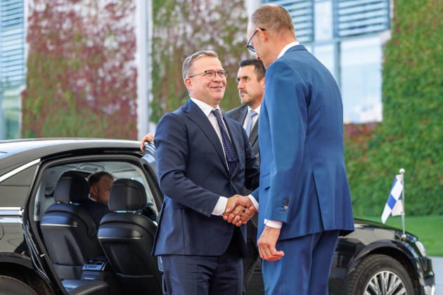 BK Merz begruesst Ministerpraesident Petteri Orpo (Finnland) Bundeskanzler Friedrich Merz (CDU) begruesst Ministerpraesident Petteri Orpo (Finnland), im Bundeskanzleramt in Berlin am 27.08.2026. Berlin Berlin Deutschland Bundeskanzleramt