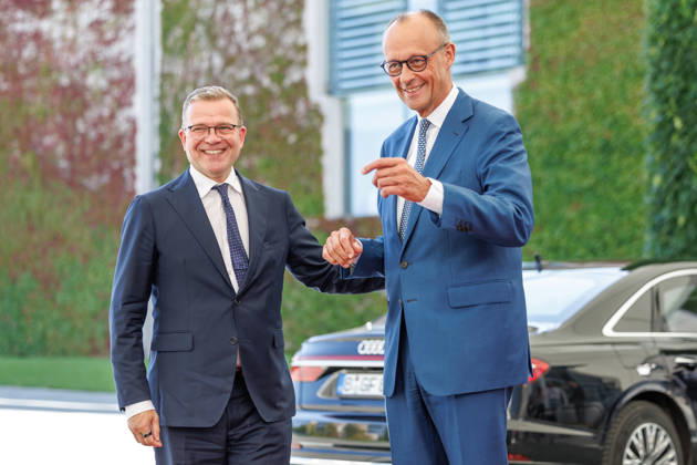 BK Merz begruesst Ministerpraesident Petteri Orpo (Finnland) Bundeskanzler Friedrich Merz (CDU) begruesst Ministerpraesident Petteri Orpo (Finnland), im Bundeskanzleramt in Berlin am 27.08.2026. Berlin Berlin Deutschland Bundeskanzleramt