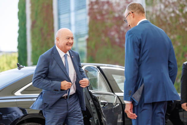 BK Merz begruesst Bundeskanzler Christian Stocker (Oesterreich) Bundeskanzler Friedrich Merz (CDU) begruesst Bundeskanzler Christian Stocker (Oesterreich), im Bundeskanzleramt in Berlin am 27.08.2026. Berlin Berlin Deutschland Bundeskanzleramt