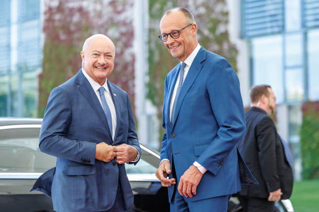BK Merz begruesst Bundeskanzler Christian Stocker (Oesterreich) Bundeskanzler Friedrich Merz (CDU) begruesst Bundeskanzler Christian Stocker (Oesterreich), im Bundeskanzleramt in Berlin am 27.08.2026. Berlin Berlin Deutschland Bundeskanzleramt