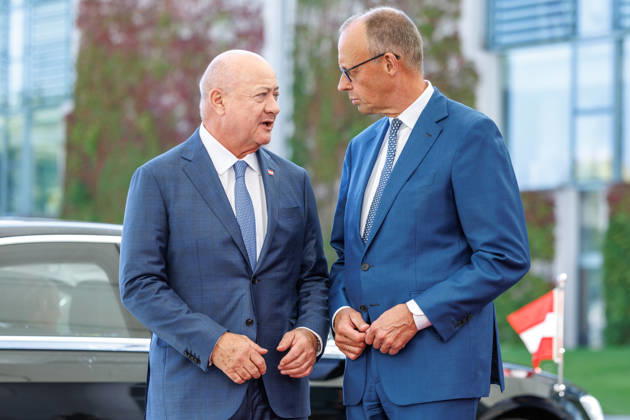 BK Merz begruesst Bundeskanzler Christian Stocker (Oesterreich) Bundeskanzler Friedrich Merz (CDU) begruesst Bundeskanzler Christian Stocker (Oesterreich), im Bundeskanzleramt in Berlin am 27.08.2026. Berlin Berlin Deutschland Bundeskanzleramt