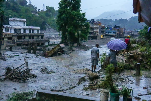 Bhotekoshi Floods Damage Homes and Infrastructure in Nuwakot Nepal Kathmandu, Nepal - August 26, 2026: Flooding in the Bhotekoshi River has affected low-lying areas along the riverbanks and nearby residences in Nuwakot, Nepal. The flooding caused widespread damage to homes, roads, bridges, and other infrastructure in the area, while several people remain missing and the number of casualties is still being assessed. (Photo by AP Tolang Nexpher Images) Nuwakot bagmati