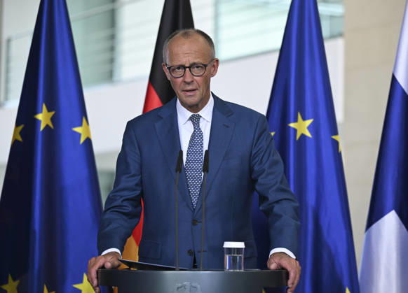 German Chancellor Merz hosts Austrian, Danish, and Finnish counterparts in Berlin BERLIN, GERMANY - AUGUST 27: Chancellor of Germany Friedrich Merz, Chancellor of Austria Christian Stocker, Prime Minister of Denmark Mette Frederiksen, and Prime Minister of Finland Petteri Orpo attend a joint press conference following their quadripartite meeting at the Federal Chancellery in Berlin, Germany, on August 27, 2026. The European leaders met to discuss regional security, European Union policies, and economic cooperation. Halil Sagirkaya Anadolu Berlin Germany. Editorial use only. Please get in touch for any other usage. Copyright: x2026xAnadoluxHalilxSagirkayax