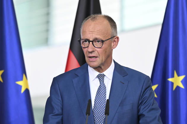German Chancellor Merz hosts Austrian, Danish, and Finnish counterparts in Berlin BERLIN, GERMANY - AUGUST 27: Chancellor of Germany Friedrich Merz, Chancellor of Austria Christian Stocker, Prime Minister of Denmark Mette Frederiksen, and Prime Minister of Finland Petteri Orpo attend a joint press conference following their quadripartite meeting at the Federal Chancellery in Berlin, Germany, on August 27, 2026. The European leaders met to discuss regional security, European Union policies, and economic cooperation. Halil Sagirkaya Anadolu Berlin Germany. Editorial use only. Please get in touch for any other usage. Copyright: x2026xAnadoluxHalilxSagirkayax