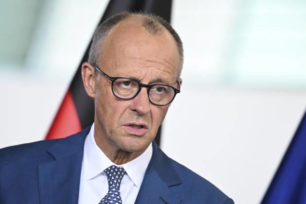German Chancellor Merz hosts Austrian, Danish, and Finnish counterparts in Berlin BERLIN, GERMANY - AUGUST 27: Chancellor of Germany Friedrich Merz, Chancellor of Austria Christian Stocker, Prime Minister of Denmark Mette Frederiksen, and Prime Minister of Finland Petteri Orpo attend a joint press conference following their quadripartite meeting at the Federal Chancellery in Berlin, Germany, on August 27, 2026. The European leaders met to discuss regional security, European Union policies, and economic cooperation. Halil Sagirkaya Anadolu Berlin Germany. Editorial use only. Please get in touch for any other usage. Copyright: x2026xAnadoluxHalilxSagirkayax