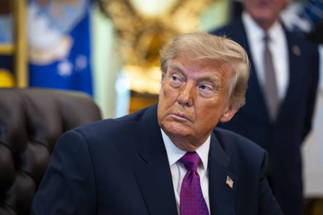 President Donald Trump listens prior to signing an executive order to rename Lake Ontario as Lake America, amid a recent trade war with Canada, in the Oval Office of the White House in Washington, DC on Thursday, August 27, 2026.  WASP20260827108 AlxDrago
