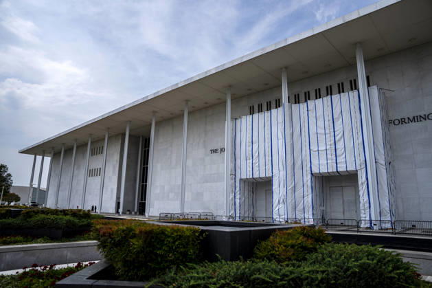 The John F. Kennedy Center for Performing Arts is seen in Washington, DC on Thursday, August 27. 2026. In a court ruling filed earlier this week, the Trump Administration said they may demolish the center if proposed renovation plans are blocked.  WAP20260827301 BONNIExCASH