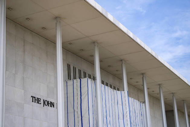 The John F. Kennedy Center for Performing Arts is seen in Washington, DC on Thursday, August 27. 2026. In a court ruling filed earlier this week, the Trump Administration said they may demolish the center if proposed renovation plans are blocked.  WAP20260827320 BONNIExCASH