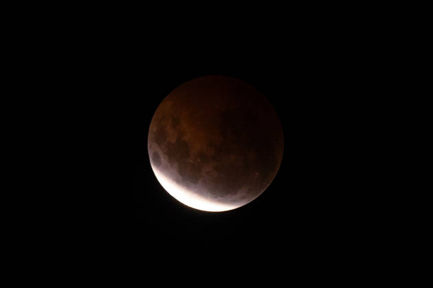 Partial lunar eclipse over Sao Jose do Rio Preto, Brazil The Moon takes on a reddish color as it passes through Earth s shadow during a partial lunar eclipse observed in Sao Jose do Rio Preto, Sao Paulo, Brazil, in the early hours of August 28, 2026. Sao Jose do Rio Preto Sao Paulo Brazil
