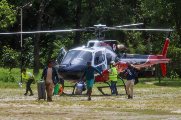 Nepal-China flash flood death toll rises to at least 469, hundreds remain missing NUWAKOT, NEPAL - AUGUST 28: People are being evacuated by helicopters to safety, as search and rescue operations continue, following landslide and flash floods in areas near Nepal-China border, in Bidur, Nuwakot, Nepal, on August 28, 2026. Death toll from the disaster has so far risen to at least 469, with hundreds of people missing, including foreign nationals from 32 countries such as China, Malaysia, South Korea, Australia, the United Kingdom, India and the United States. Daniel Ceng Anadolu Nuwakot Nepal. Editorial use only. Please get in touch for any other usage. Copyright: x2026xAnadoluxDanielxCengx