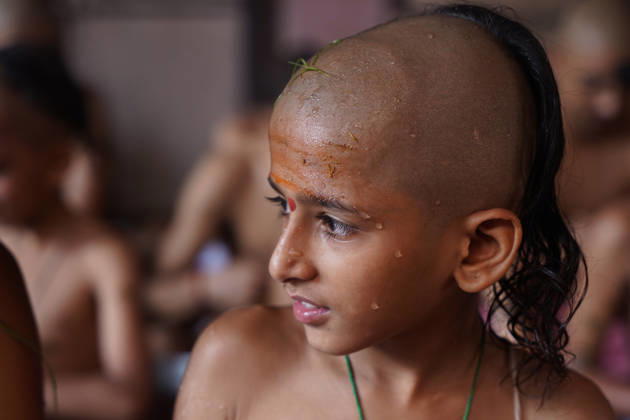 August 28, 2026, Kathmandu, Bagmati, Nepal: On the occasion of Raksha Bandhan and Janai Purnima, observed on the full moon day of the bright fortnight of the Nepali month of Shrawan, young students at PashupatiÃ¢â‚¬â ¢s Veda Vidyashram began their religious rituals and fasting early in the morning after taking a bath...On this day, those who wear the sacred thread traditionally change their Janai, also known as Yagyopavit. For this, they shave their heads the previous day and observe a fast by eating only one meal, maintaining purity. Kathmandu Nepal - ZUMAa308 20260828_znp_a308_005 Copyright: xChandraxBahadurxAlex