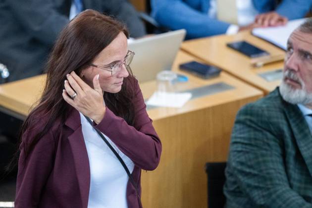 8. THÜRINGER LANDTAG - PLENARSITZUNG ** NUR FÜR REDAKTIONELLE ZWECKE ** EDITORIAL USE ONLY **<p>28 08 2026-Erfurt: Thüringer Landtag 8. Wahlperiode Plenarsitzung Misstrauensvotum der AfD-Fraktion gegen Ministerpräsident Mario Voigt (CDU) im Foto: Anke Wirsing (BSW) ( Deutschland Thueringen Erfurt Copyright: SaschaxFromm