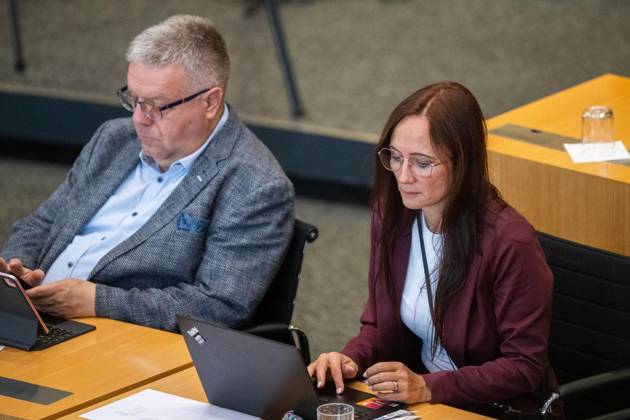 8. THÜRINGER LANDTAG - PLENARSITZUNG ** NUR FÜR REDAKTIONELLE ZWECKE ** EDITORIAL USE ONLY **<p>28 08 2026-Erfurt: Thüringer Landtag 8. Wahlperiode Plenarsitzung Misstrauensvotum der AfD-Fraktion gegen Ministerpräsident Mario Voigt (CDU) im Foto: Anke Wirsing (BSW) ( Deutschland Thueringen Erfurt Copyright: SaschaxFromm
