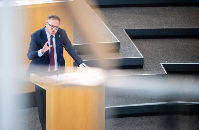 8. THÜRINGER LANDTAG - PLENARSITZUNG ** NUR FÜR REDAKTIONELLE ZWECKE ** EDITORIAL USE ONLY **<p>28 08 2026-Erfurt: Thüringer Landtag 8. Wahlperiode Plenarsitzung Misstrauensvotum der AfD-Fraktion gegen Ministerpräsident Mario Voigt (CDU) im Foto: Ministerpräsident Mario Voigt (CDU) ( Deutschland Thueringen Erfurt Copyright: SaschaxFromm