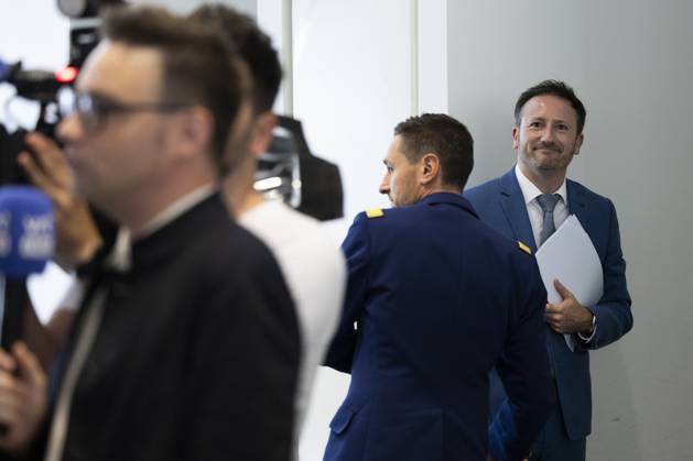 Brussels King s Prosecutor Julien Moinil pictured during a press conference of the Public Prosecutor s Office regarding recent shootings in Brussels, Friday 28 August 2026.  NICOLASxMAETERLINCK 184547232