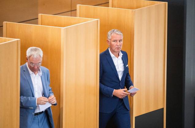 8. THÜRINGER LANDTAG - PLENARSITZUNG ** NUR FÜR REDAKTIONELLE ZWECKE ** EDITORIAL USE ONLY **<p>28 08 2026-Erfurt: Thüringer Landtag 8. Wahlperiode Plenarsitzung Misstrauensvotum der AfD-Fraktion gegen Ministerpräsident Mario Voigt (CDU) im Foto: Björn Höcke (AfD), Fraktionsvorsitzender ( Deutschland Thueringen Erfurt Copyright: SaschaxFromm