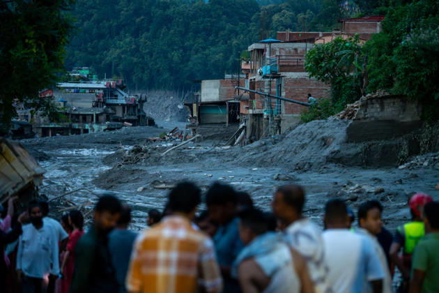 Nepal flash floods death toll rises to 538, over 1,200 missing BIDUR, NEPAL - AUGUST 27: A general view of the extensive destruction and debris deposits along the Trishuli River corridor following a catastrophic outburst flood and debris flow in Bidur, Nuwakot district, Nepal, on August 27, 2026. Triggered by a massive ice and rock collapse along the Nepal-China (Tibet) border into the Lhende Khola and Bhote Koshi river system, the sudden surge swept through downstream settlements, destroying roads, bridges, power plants, and critical infrastructure. As of August 28, official reports indicate that the death toll in Nepal has climbed to 538, with around 1,200 people—including dozens of foreign tourists and pilgrims—still missing. The Nepal A Copyright: x2026xAnadoluxSameerxShresthax