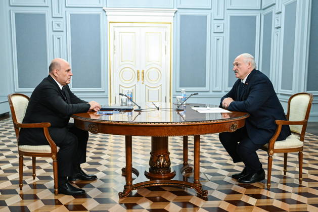 RUSSIA, MOSCOW - AUGUST 28, 2026: Russia s Prime Minister Mikhail Mishustin (L) and Belarus President Alexander Lukashenko hold a meeting at the House of the Russian Government Moscow Russia  - ZUMAt113 20260828_zaa_t113_307 Copyright: xAlexanderxMiridonovx