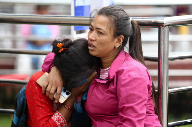 Rasuwa Floods Leave Hundreds Missing As Search For Victims Continues A family member of a person missing after floods in Rasuwa reacts at Tribhuvan University Teaching Hospital in Kathmandu, Nepal, on August 28, 2026. Families have gathered at the hospital seeking information about their loved ones following the floods and landslides. Kathmandu Nepal  Copyright: xSubaasxShresthax originalFilename: shrestha-notitle260828_npWFu.jpg