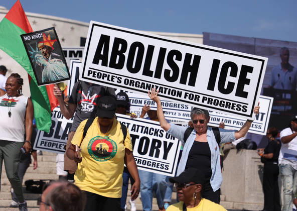 August 28, 2026, Washington, District Of Columbia, USA: People hold signs as they attend a Defend the Vote rally near the Lincoln Memorial in Washington, DC, USA, on August 28, 2026, coinciding with the 63rd anniversary of the 1963 March on Washington rally for civil rights. The march comes just weeks before the November midterm elections, with organisers using the demonstration to mobilise voters and make voting rights a central issue in the campaign. Washington USA - ZUMAs337 20260828_znp_s337_016 Copyright: xGentxShkullakux
