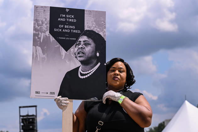 Activists and politicians join March On Washington to Defend the Vote WASHINGTON, D.C., UNITED STATES - AUGUST 28: Demonstrators gather on the National Mall during a Defend the Vote rally marking the 63rd anniversary of the 1963 March on Washington in Washington, DC, on August 28, 2026. Thousands of demonstrators are expected to attend the rally to defend voting rights and commemorate the historic march led by civil rights leader Martin Luther King Jr. Mehmet Eser Anadolu District of Columbia United States. Editorial use only. Please get in touch for any other usage.  Copyright: x2026xAnadoluxMehmetxEserx