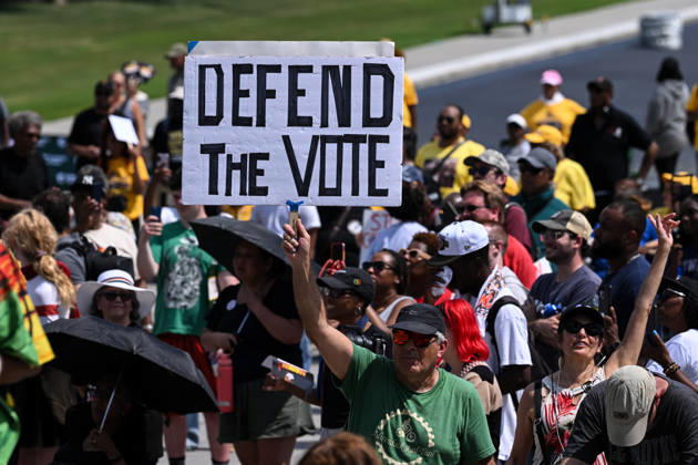 Activists and politicians join March On Washington to Defend the Vote WASHINGTON, D.C., UNITED STATES - AUGUST 28: Demonstrators gather on the National Mall during a Defend the Vote rally marking the 63rd anniversary of the 1963 March on Washington in Washington, DC, on August 28, 2026. Thousands of demonstrators are expected to attend the rally to defend voting rights and commemorate the historic march led by civil rights leader Martin Luther King Jr. Mehmet Eser Anadolu District of Columbia United States. Editorial use only. Please get in touch for any other usage.  Copyright: x2026xAnadoluxMehmetxEserx