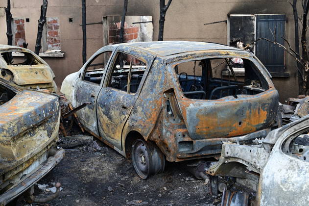Fire At A Car Scrapyard And House In Ardeche Fire caused by heat and wind at a car scrapyard in Ardeche, France, on August 29, 2026. The photo was taken two days after the fire. More than 70 cars and three hectares of scrubland were destroyed by the flames along with a house. A firefighter was injured in the blaze. Brossainc Ardeche France  Copyright: xRomainxDoucelinx originalFilename: doucelin-fireatac260829_npw9i.jpg
