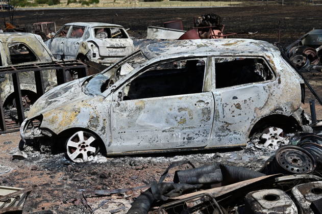 Fire At A Car Scrapyard And House In Ardeche Fire caused by heat and wind at a car scrapyard in Ardeche, France, on August 29, 2026. The photo was taken two days after the fire. More than 70 cars and three hectares of scrubland were destroyed by the flames along with a house. A firefighter was injured in the blaze. Brossainc Ardeche France  Copyright: xRomainxDoucelinx originalFilename: doucelin-fireatac260829_npy7N.jpg