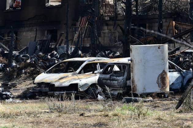 Fire At A Car Scrapyard And House In Ardeche Fire caused by heat and wind at a car scrapyard in Ardeche, France, on August 29, 2026. The photo was taken two days after the fire. More than 70 cars and three hectares of scrubland were destroyed by the flames along with a house. A firefighter was injured in the blaze. Brossainc Ardeche France  Copyright: xRomainxDoucelinx originalFilename: doucelin-fireatac260829_np1JF.jpg