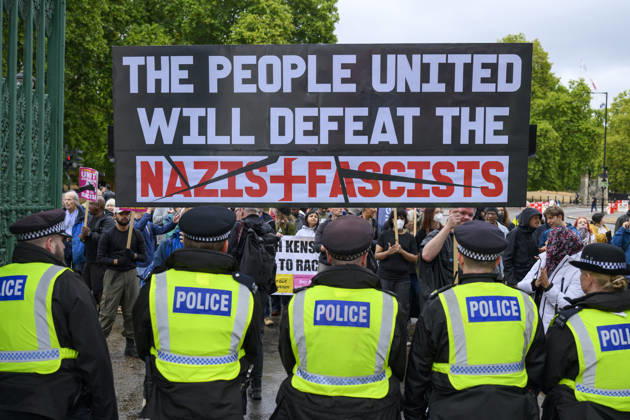 Stand Up To Racism Protest Against UKIP Demonstration LONDON, UNITED KINGDOM - AUGUST 29: Protesters take part in a counter-demonstration organised by Stand Up To Racism group against the anti-Islam demonstration organised by the right wing UK Independence Party (UKIP) in London, United Kingdom on August 29, 2026. Ray Tang Anadolu London United Kingdom. Editorial use only. Please get in touch for any other usage.  Copyright: x2026xAnadoluxRayxTangx