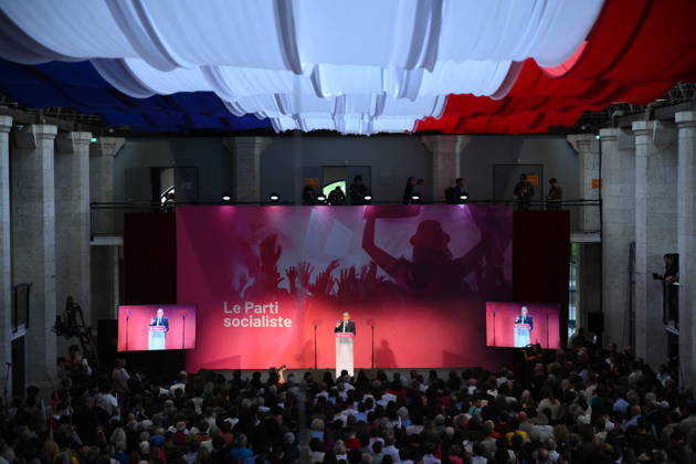PS Summer Convention Closing Session - Blois First secretary of French Socialist party (PS) Olivier Faure delivers a speech at the end of French Socialist Party (PS) summer convention in Blois, France on August 29, 2026. Photo by Eliot Blondet ABACAPRESS.COM Blois France  Copyright: xBlondetxEliot ABACAx
