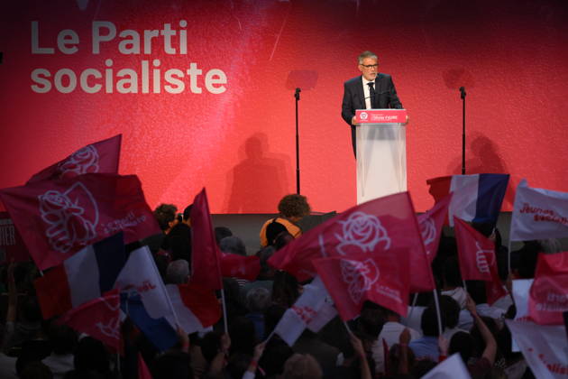 PS Summer Convention Closing Session - Blois First secretary of French Socialist party (PS) Olivier Faure delivers a speech at the end of French Socialist Party (PS) summer convention in Blois, France on August 29, 2026. Photo by Eliot Blondet ABACAPRESS.COM Blois France  Copyright: xBlondetxEliot ABACAx