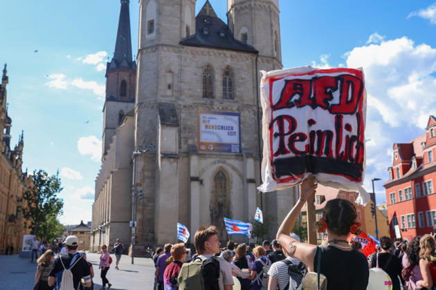 August 29, 2026, Halle, Saxony-Anhalt, Germany: Around 1,500 people attend a demonstration against the far-right Alternative for Germany (AfD) party in Halle, Saxony-Anhalt, Germany, amid the state election campaign. Halle Germany  - ZUMAc291 20260829_zip_c291_004 Copyright: xMariaxCastrox
