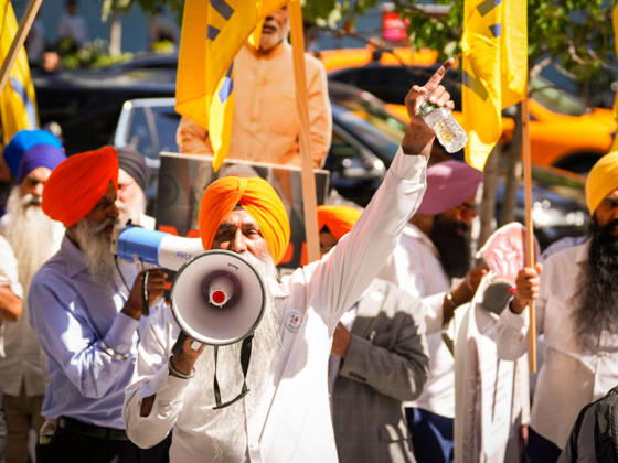 New York, NY August 29: Demonstrators gather outside Madison Square Garden for the Ã¢â‚¬oeHindus Say No to the RSSÃ¢â‚¬Â rally, protesting the appearance of RSS chief Mohan Bhagwat and calling for a secular, interfaith India on August 29, 2026. Credit: AdMedia USA  - ZUMAa123 20050930_zaa_a123_040 Copyright: xXavierxDiazx