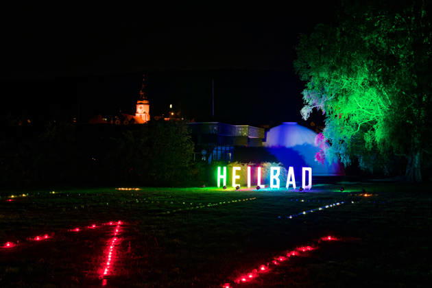 August 29, 2026, Bad Salzschlirf, Hessen, Germany: General view of the illuminated Kurpark during the annual Lichterfest (Festival of Lights) in Bad Salzschlirf. A large glowing sign reading HEILBAD (healing bath spa town) stands in the park. Bad Salzschlirf Germany  - ZUMAp243 20260829_zsp_p243_008 Copyright: xTomaszxPodlakx