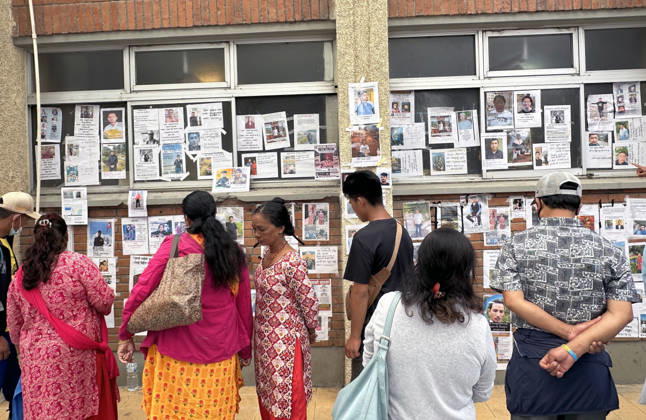 August 30, 2026, Kathmandu, Nepal: Relatives search for missing family members as photographs of missing people are displayed outside the hospital, four days after devastating flash floods struck areas near the Nepal-China border at Tribhuvan University Teaching Hospital in Maharajgunj, Kathmandu,Nepal on August 30, 2026. According to authorities, 734 people had died and 2,498 remained missing as morning of Aug. 30, 2026, following devastating flash floods that struck areas near the Nepal-China border on Aug. 26. Kathmandu Nepal - ZUMAs233 20260830_zap_s233_007 Copyright: xSunilxSharmax