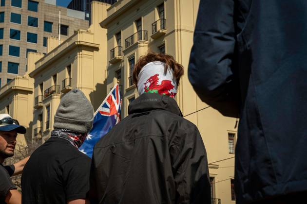 August 30, 2026, Melbourne, AU: MELBOURNE, AUSTRALIA, AUGUST 30, 2026: Supporters of March for Australia and counter-protesters take part in separate demonstrations around Flinders Street Station and Parliament in Melbourne. March for Australia participants called for the repeal of laws they say restrict freedom of speech, an end to what they describe as government censorship, and a referendum to enshrine free speech protections in the Australian Constitution. Counter-protesters gathered in opposition to the march and its platform. Melbourne AU - ZUMAq101 20260830_zna_q101_102 Copyright: xHudaxShehzadx
