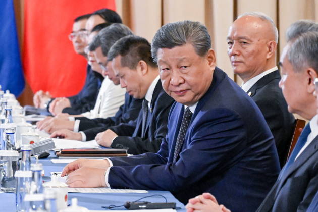 KYRGYZSTAN, BISHKEK - AUGUST 31, 2026: China s President Xi Jinping (C) is seen during a meeting with Russia™s President Vladimir Putin at the Hyatt Regency Bishkek Hotel on the sidelines of the 2026 SCO Summit Bishkek Kyrgyzstan  - ZUMAt113 20260831_zaa_t113_174 Copyright: xKristinaxSolovyovax