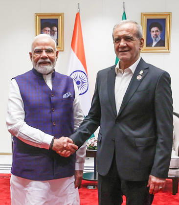 PM Modi meets Iranian President Masoud Pezeshkian, on the sidelines of the SCO Summit Bishkek Kyrgyzstan , Aug 31 (ANI): Prime Minister Narendra Modi holds a bilateral meeting with the President of Iran, Masoud Pezeshkian, on the sidelines of the SCO Summit, in Bishkek on Monday. (DPR PMO ANI Photo) Bishkek Kyrgyzstan Copyright: xANIx ANI_20260831182