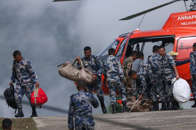 Search operations continue after Rasuwa floods RASUWA, NEPAL, SEPTEMBER 1, 2026: Nepali security personnel and rescue teams conduct search and rescue operations in flood-hit areas of Rasuwa following the Bhotekoshi River flood on August 26. Teams continue searching for people reported missing after the disaster. Rasuwa Nepal Copyright: x xShankarxBhujelx xJNAxPressx