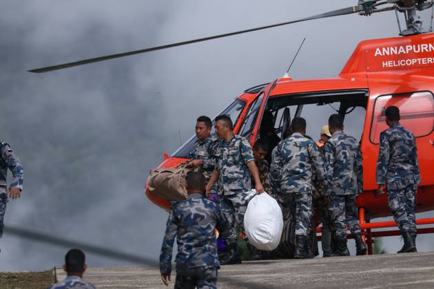 Search operations continue after Rasuwa floods RASUWA, NEPAL, SEPTEMBER 1, 2026: Nepali security personnel and rescue teams conduct search and rescue operations in flood-hit areas of Rasuwa following the Bhotekoshi River flood on August 26. Teams continue searching for people reported missing after the disaster. Rasuwa Nepal Copyright: x xShankarxBhujelx xJNAxPressx