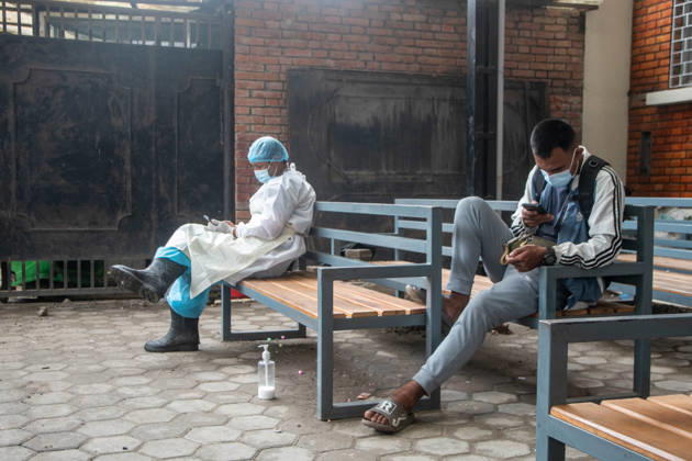 September 1, 2026, Kathmandu, Nepal: Personnel from the Nepal Police Disaster Management Office (DMO) wearing protective suits stand guard and manage victim identification lists at Tribhuvan University Teaching Hospital in Kathmandu. Authorities continue to verify identities of those affected by the catastrophic flooding along the Nepal-Tibet border. Kathmandu Nepal - ZUMAs197 20260901_aaa_s197_213 Copyright: xAmitxShuklax