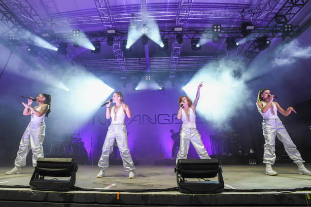 Jessica Wahls, Sandy Mölling, Lucy Diakovska und Nadja Benaissa von den No Angels bei einem Konzert der TwentyFive Live -Jubiläumstour auf der Parkbühne. Hannover, 04.09.2026