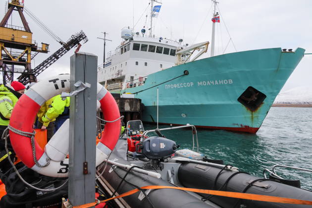 NORWAY - SEPTEMBER 5, 2026: The Professor Molchanov research vessel moored in Barentsburg on the Spitsbergen Archipelago Norway  - ZUMAt113 20260905_zaa_t113_189 Copyright: xSergeixMalgavkox